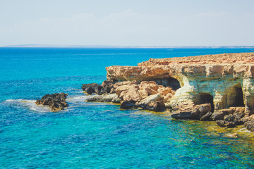 Fototapeta na wymiar lagoon in the Mediterranean, Cyprus cave