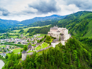 Fototapeta na wymiar Hohenwerfen Castle aerial view