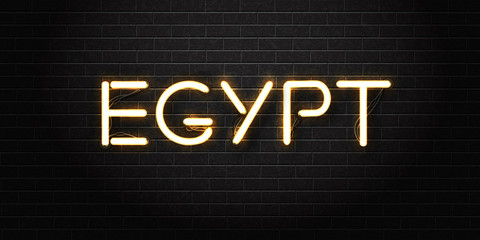 Vector realistic isolated neon sign of Egypt lettering logo for decoration and covering on the wall background. Concept of Egyptian national culture.