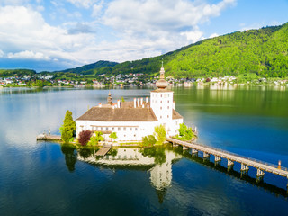 Gmunden castle aerial view