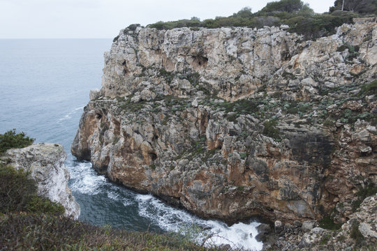 Cliff in Cala en Porter, Menorca, Balearic Islands, Spain