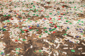 many confetti on floor after celebration