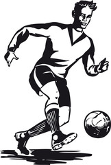 Dribbling soccer player, Retro Vector Illustration