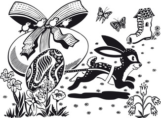 Easter scene, Retro Vector Illustration