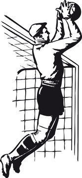 Jumping goalkeeper, Retro Vector Illustration