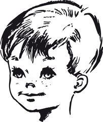 Cute little boy, Retro Vector Illustration