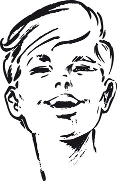 Happy teenage boy, Retro Vector Illustration