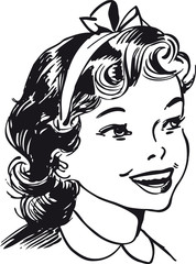 Smiling girl, Retro Vector Illustration