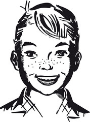 Smiling boy, Retro Vector Illustration