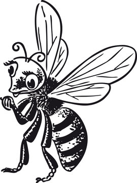 Friendly bee, Retro Vector Illustration