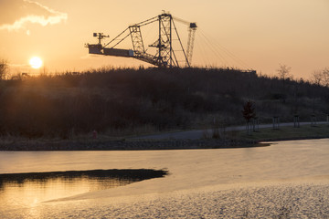 renaturation open-cast mining in germany leipzig in the evening oposites