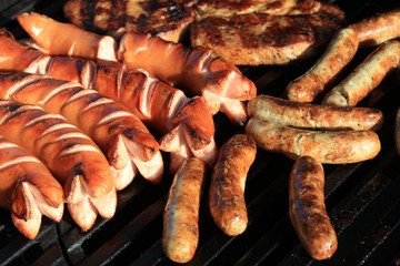 German Bratwurst on Barbecue Grill