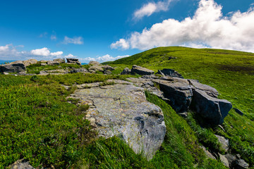 beautiful landscape of Runa mountain in summertime. fine summer weather with some clouds on a blue...