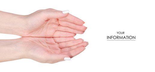 Female hand two palm prays gesture pattern