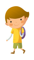 Portrait of happy boy with school bag