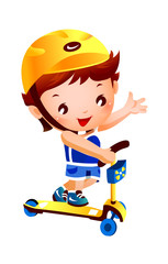 Boy on push scooter 