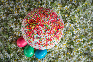 Easter Pastry (Kulich) and easter eggs