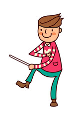 Fototapeta premium Portrait of Boy holding stick