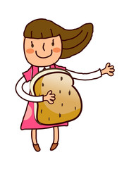 Portrait of girl holding bread