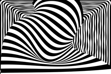 Black white 3d line distortion illusion © infostocker