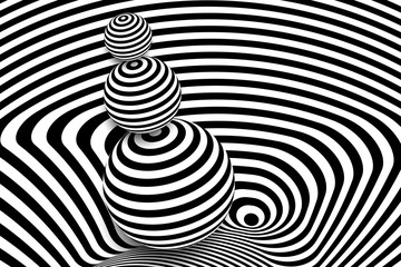 Black white 3d line distortion ball illusion © infostocker