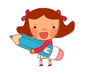 Portrait of Girl holding pencil