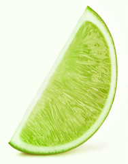 Perfectly retouched lime fruit slice isolated on the white background with clipping path. One of the best isolated limes slices that you have seen.