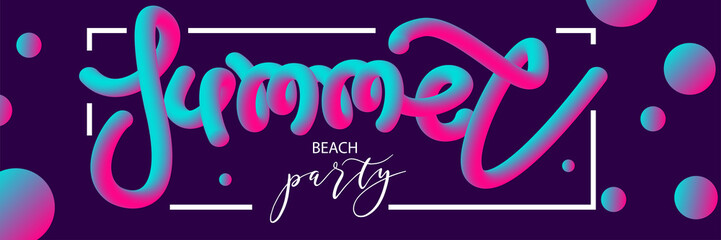 Horizontal neon blend summer party banner