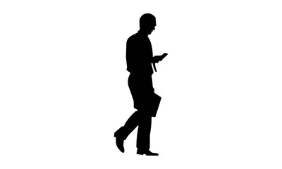 office workers walking while looking at mobile phones