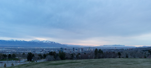 Salt Lake City Utah evening skyline