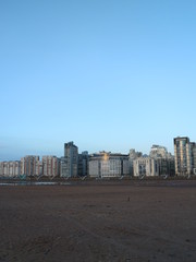 Evening city quarter on the coast