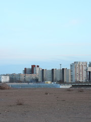 Evening city quarter on the coast