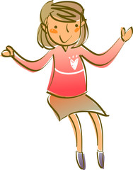 side view of girl sitting
