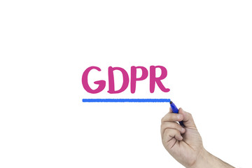 Businessman's hand writing GDPR