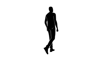 Fototapeta na wymiar the image of a young man's silhouette walking sideways