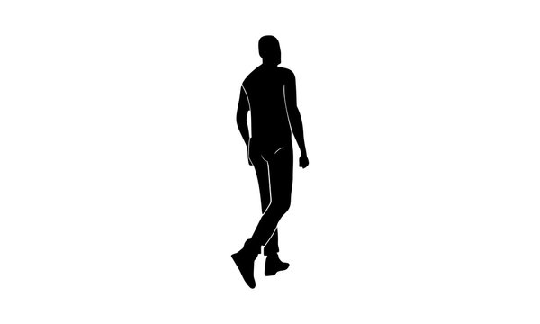 the image of a young man's silhouette walking sideways
