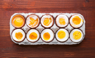 eggs in varying degrees of availability depending on the time of boiling eggs