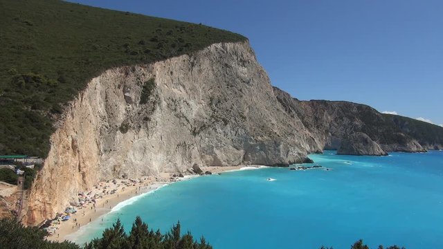 Mediterranean island, summer holiday, exotic landscape, white beach, blue sea.