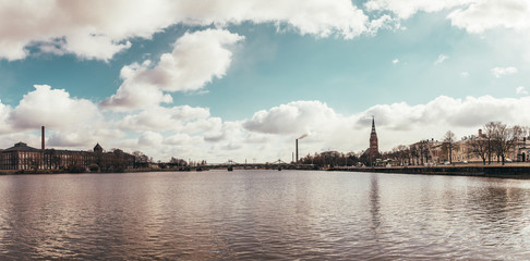 Panorama over the river at City of Pori in Finland