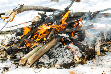 bonfire. toasted bread