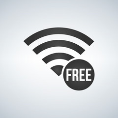 Wifi connection signal icon with free sign in the circle. vector illustration isolated on modern background.