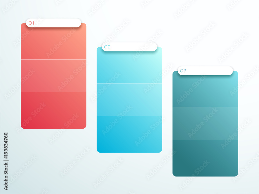 Poster numbered gradient vertical textbox set 1 to 3 vector