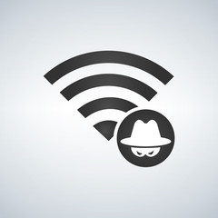 Wifi connection signal icon with hacker attack icon in the circle. vector illustration isolated on modern background. © CarryLove