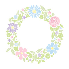 Template of a poster with pastel coloured flowers. Mother's Day, Woman's Day and Valentine's Day. Vector.