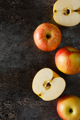 Apples on a grunge background. The view from the top