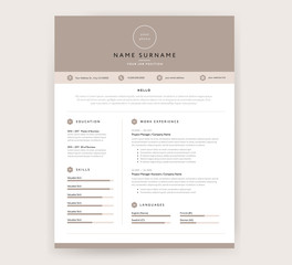 CV / resume template - elegant stylish design - beige background