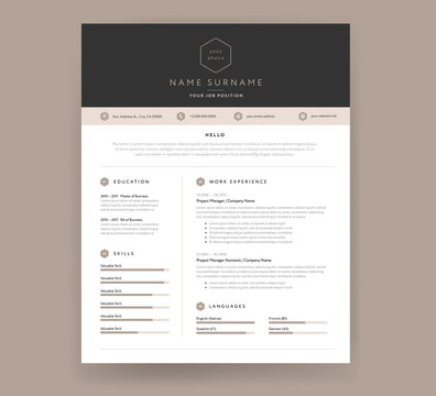 CV / resume and cover letter template - elegant stylish design vector	