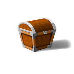 Closed pirate chest. wooden box. Symbol of wealth riches. Cartoon flat vector design for gaming interface, vector, isolated