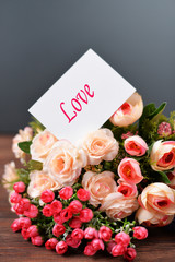 greeting card with flowers pink with love gift for Valentine's D