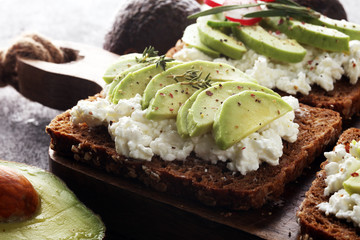 sliced avocado on toast bread with spices